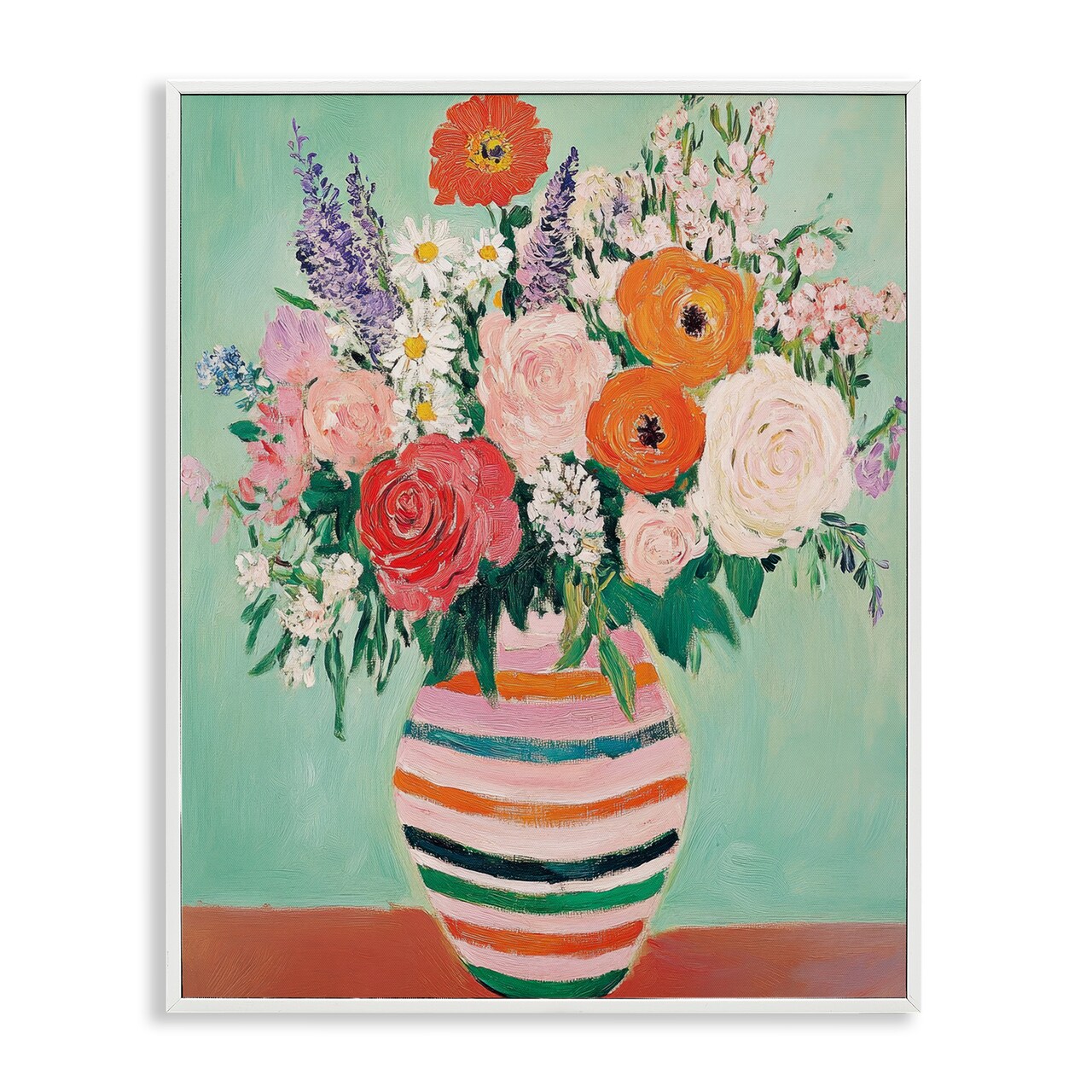 Stupell Industries Green and Orange Floral Bouquet Framed Giclee, design by Petal Prints Design